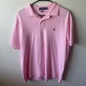 Pink polo.